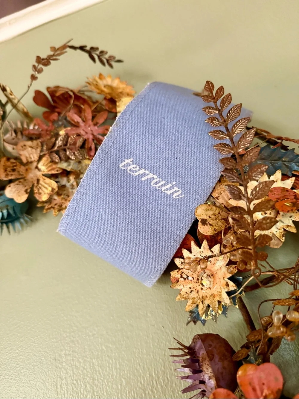 Terrain Gilded botanical iron + velvet wreath